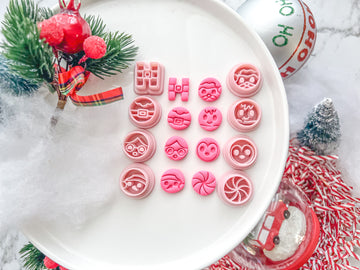 Christmas Santa Snowman Elf Gingerbread Button Polymer Clay Cutter
